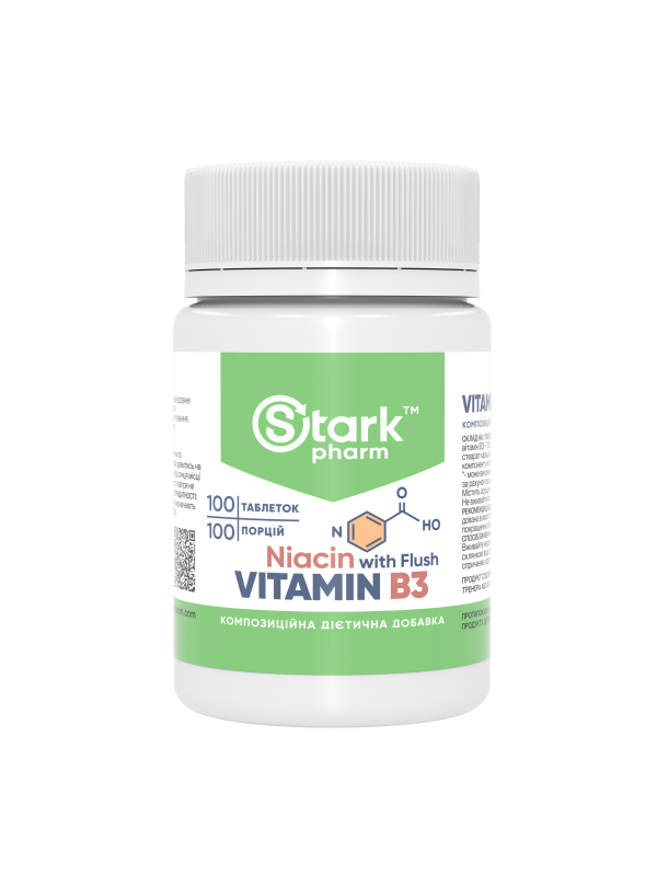 Stark Niacin (Vitamin B3 with Flush) 100 мг 100 таблеток (вітамін B3 з ефектом почервоніння)