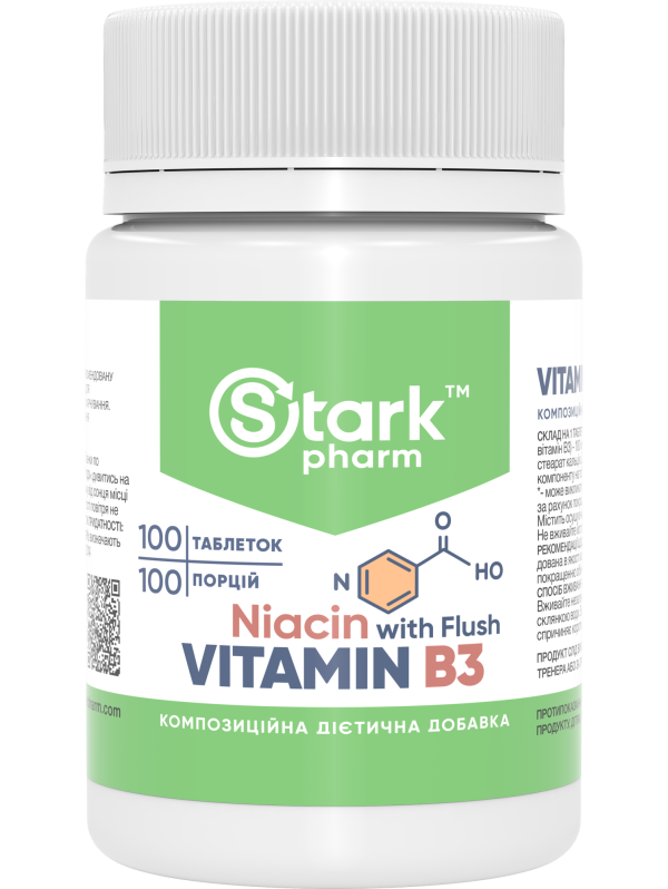 Stark Niacin (Vitamin B3 with Flush) 100 мг 100 таблеток (вітамін B3 з ефектом почервоніння)