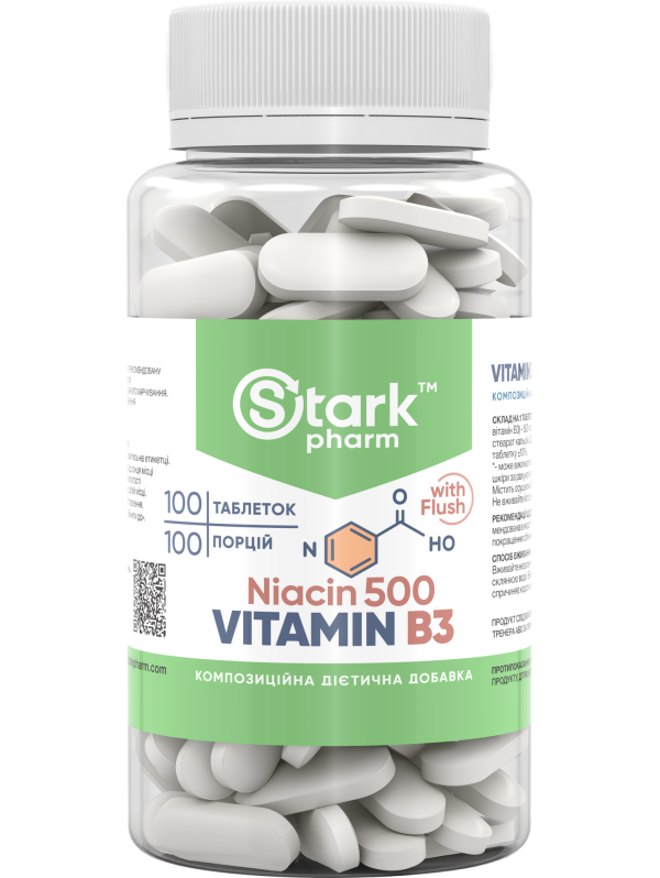 Stark Niacin (Vitamin B3 with Flush) 500 мг 100 таблеток (вітамін B3 з ефектом почервоніння)