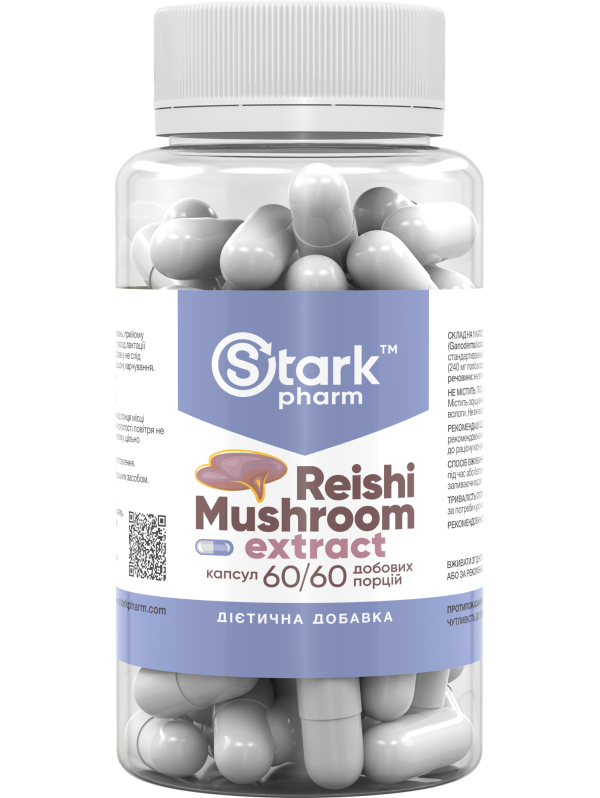 Stark Reishi Mushroom Extract 600 мг, 40% полісахаридів 60 капсул