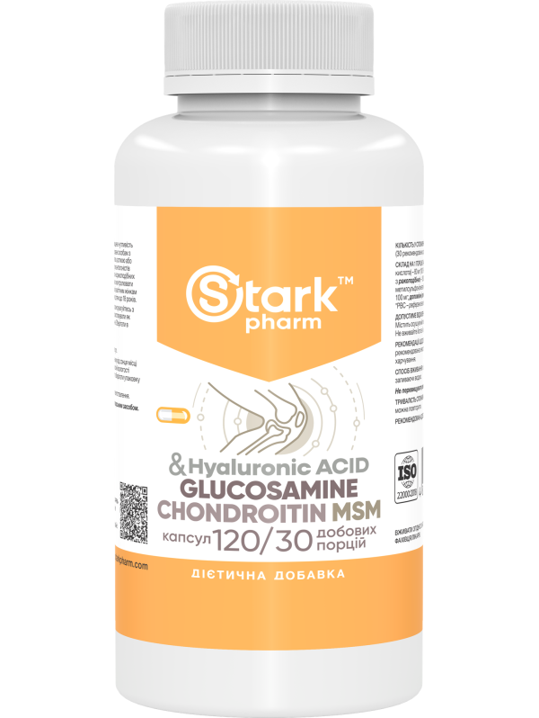 Stark Glucosamine Chondroitin MSM Hyaluronic Acid 120 капсул — дієтична добавка для суглобів