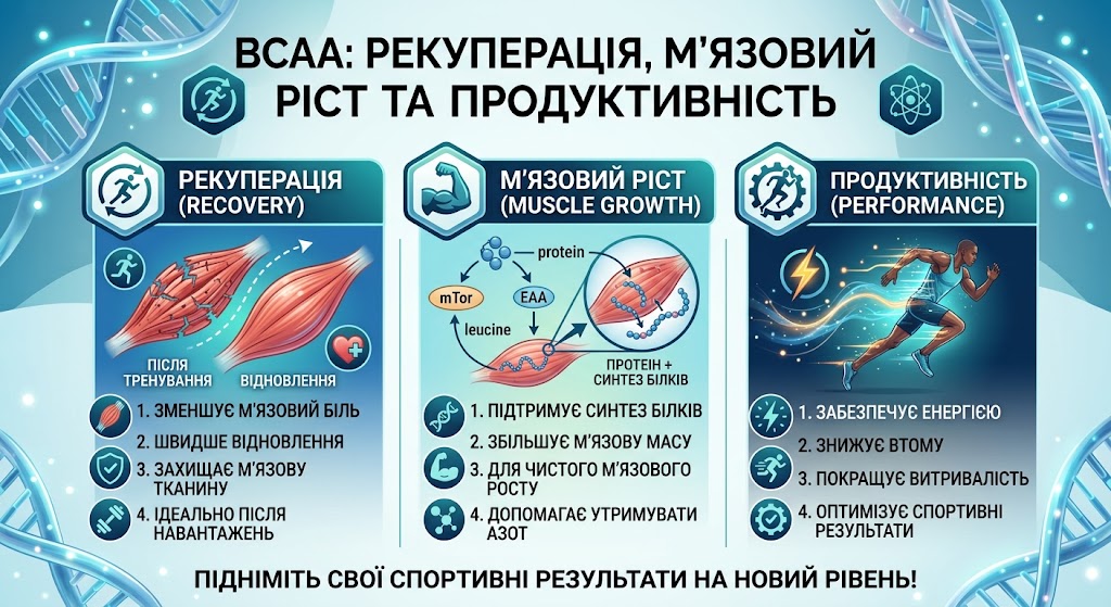 BCAA під час тренування — вплив на витривалість, втому та спортивну продуктивність