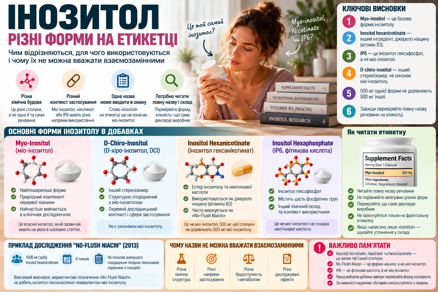Inositol hexanicotinate and No-Flush Niacin — how do they differ from regular myo-inositol?