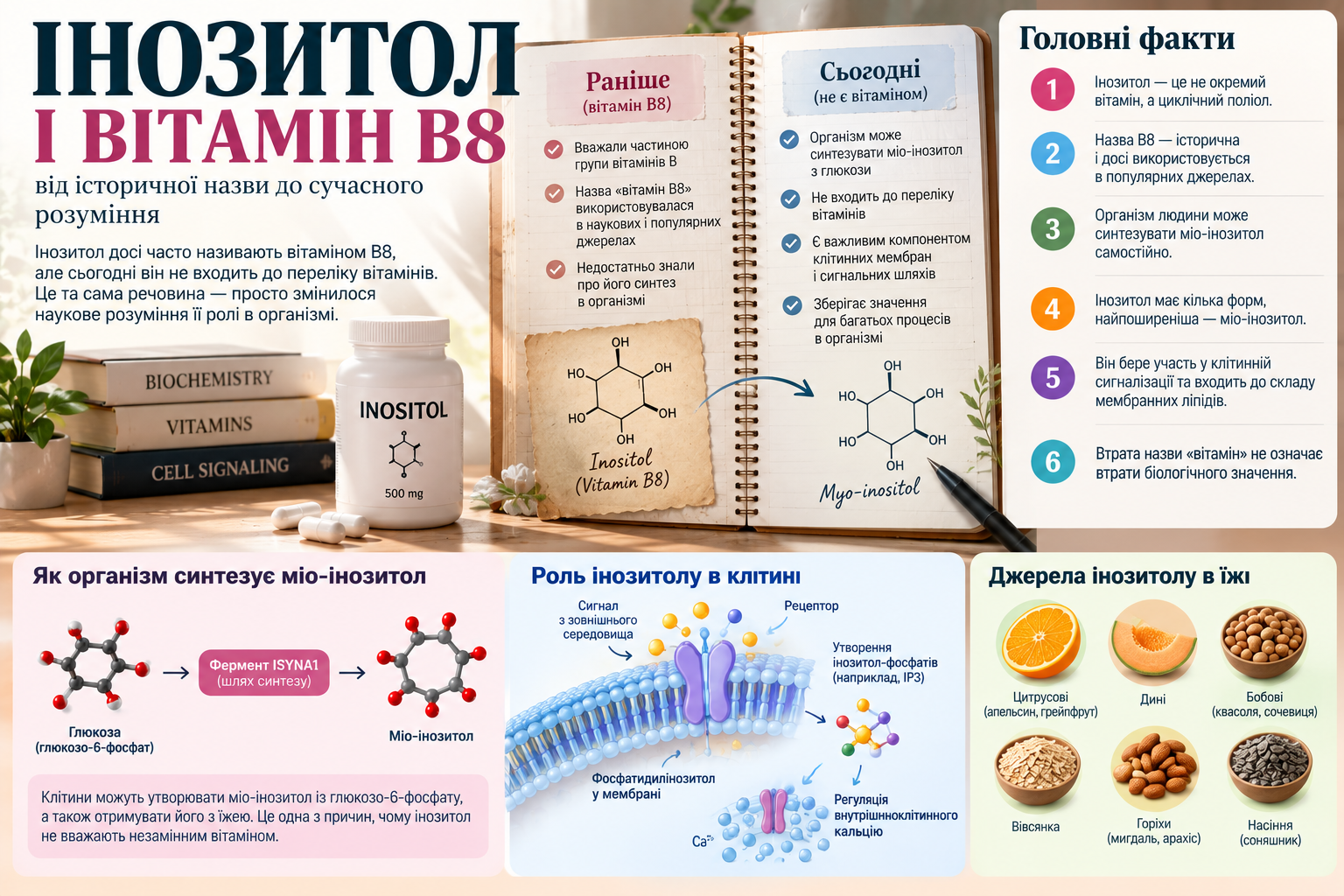 Myo-inositol — biological role, cell signaling and difference from vitamin B8
