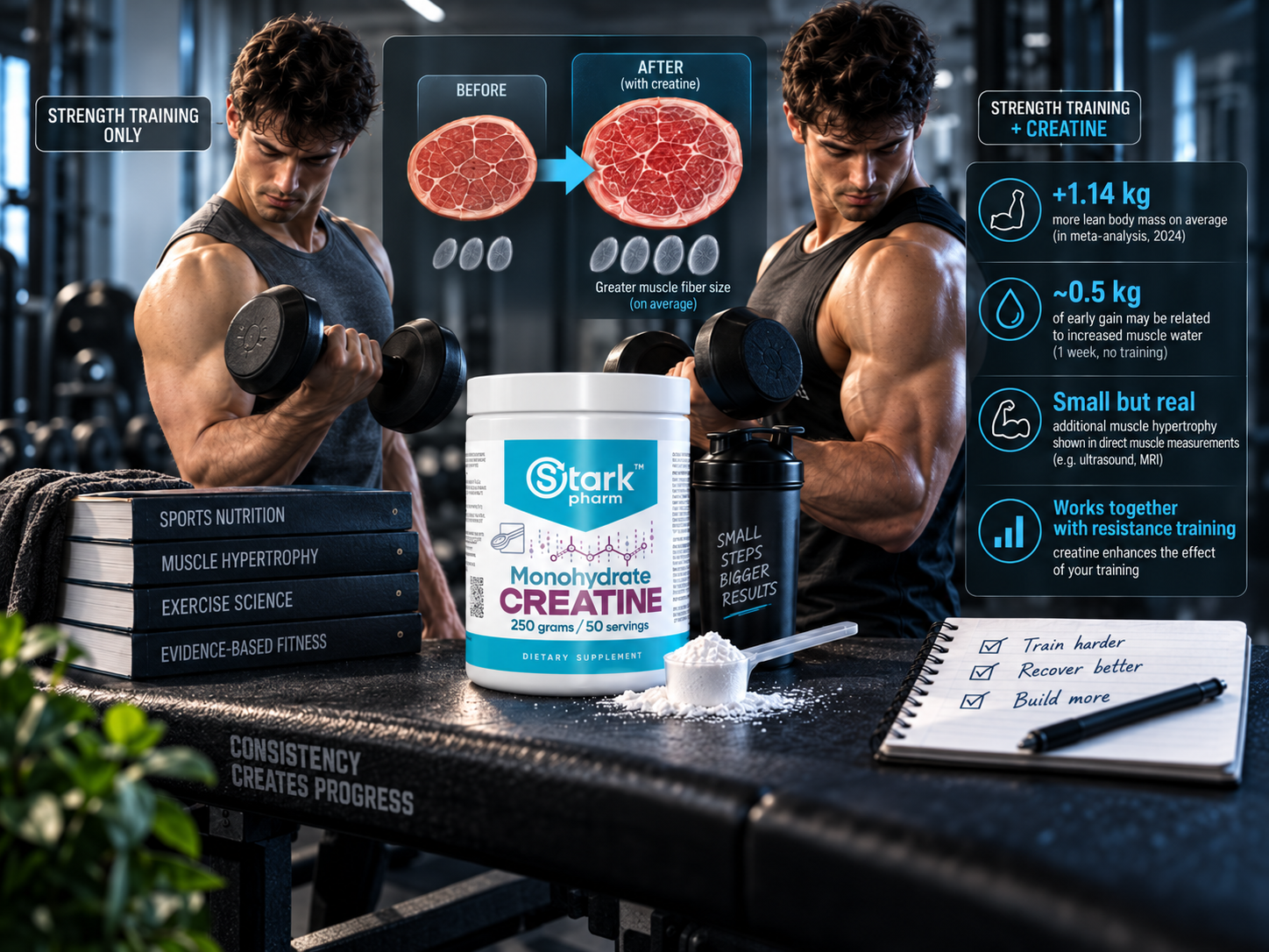 Креатин и прирост мышечной массы – влияние воды на lean body mass и результаты DXA