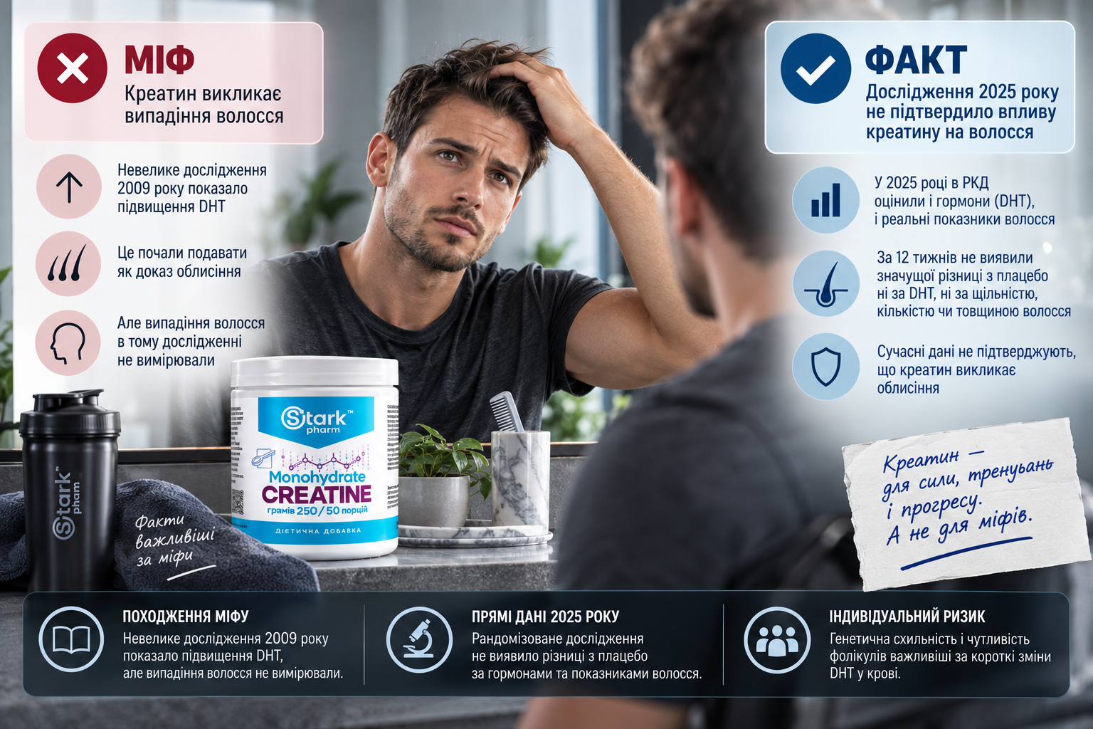 Creatine and hair loss - the myth of DHT, baldness and research results