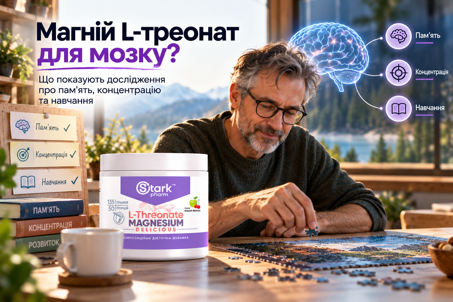 Магній L-треонат і пам’ять — клінічні дослідження на людях та вплив на когнітивні функції