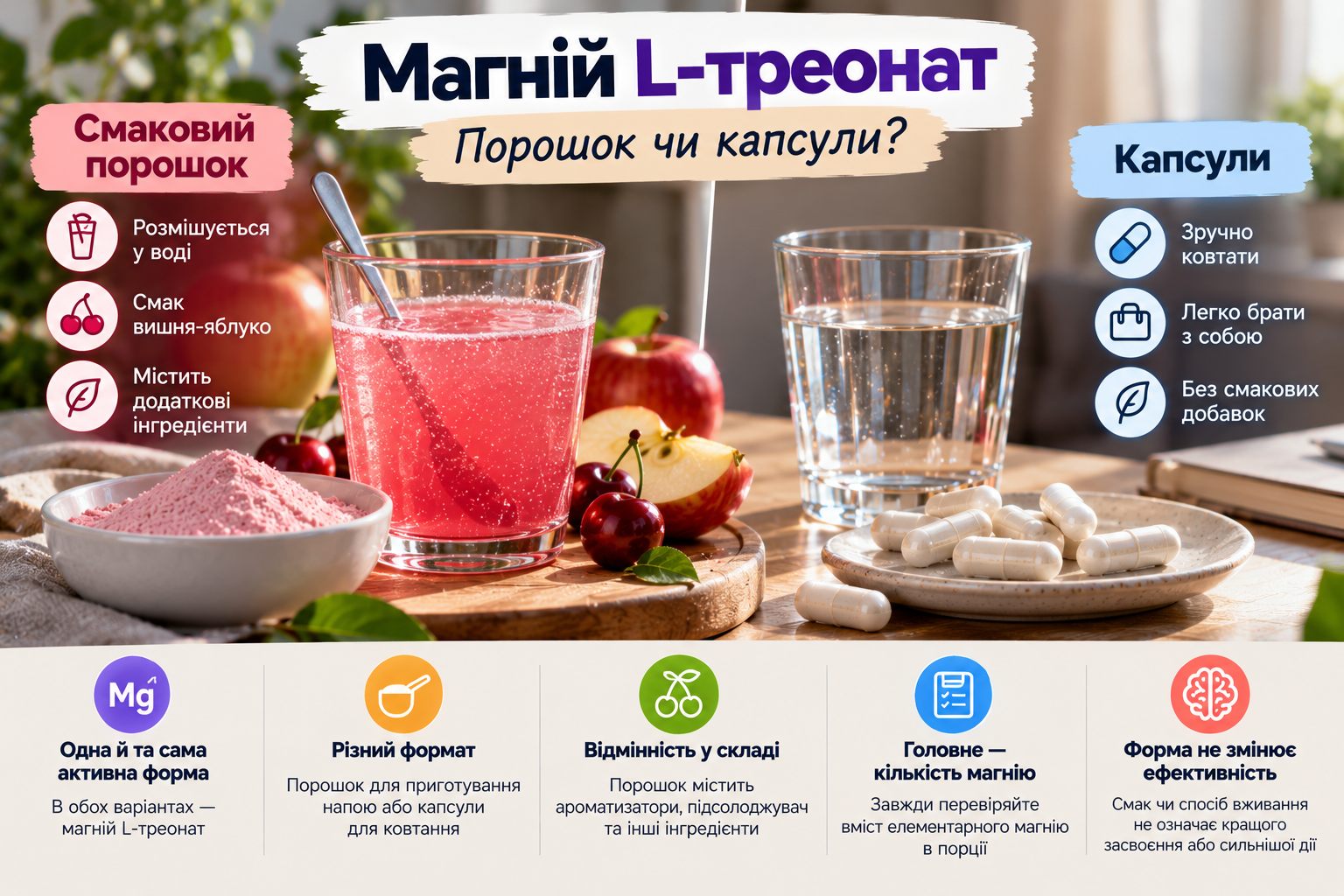 Магний L-треонат порошок или капсулы - сравнение состава, способа приема и эффективности