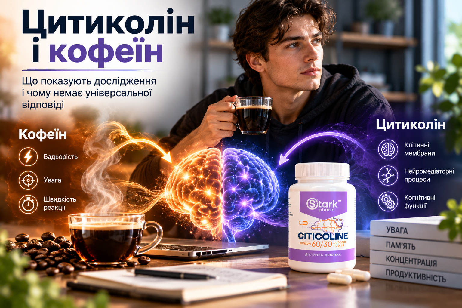 Цитиколін з кофеїном — результати досліджень функціональних напоїв та когнітивних тестів