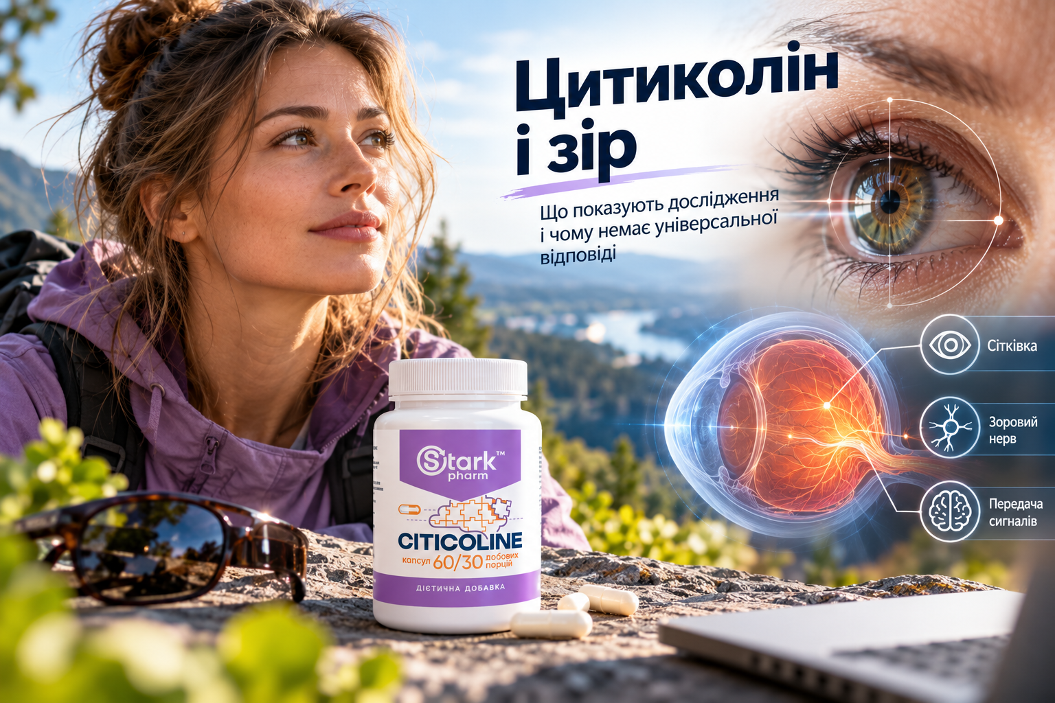 Цитиколін при глаукомі — результати клінічних досліджень поля зору, PERG та зорової функції